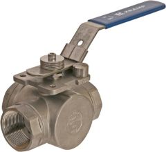 Robinet cu bilă 3 căi L 1 1/2" oțel inoxidabil