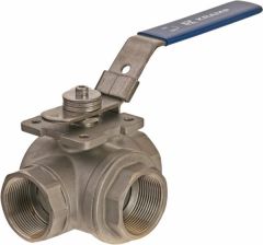 Robinet cu bilă 3 căi T 1 1/2" oțel inoxidabil